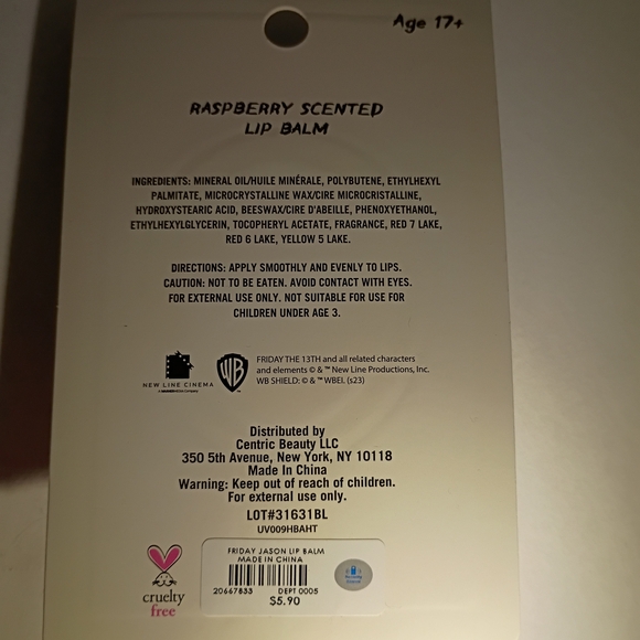 Friday the 13th Raspberry Scented Lip Balm - Picture 2 of 2